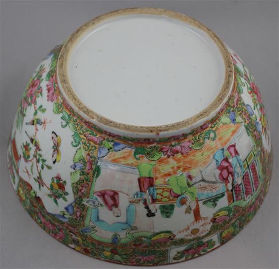 A Chinese Canton-decoration famille rose punch bowl, mid 19th century, 30.5cm diam.